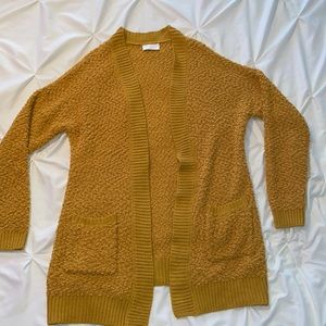 Mustard Popcorn Sweater with Pockets